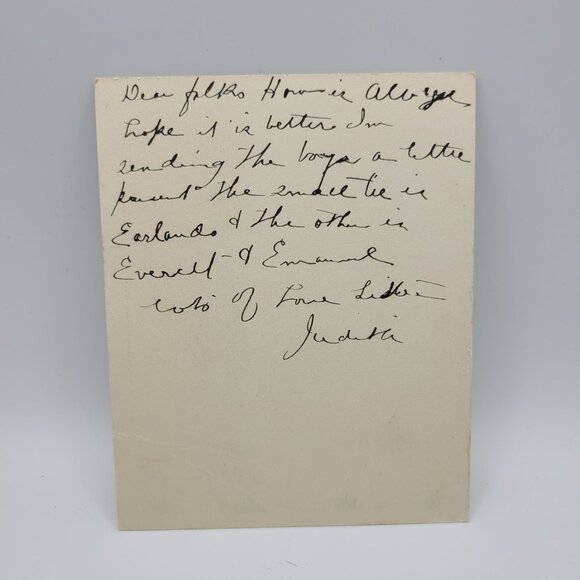 Vintage Christmas Card With Scenic Illustration & Handwritten Note - Picture 2 of 4